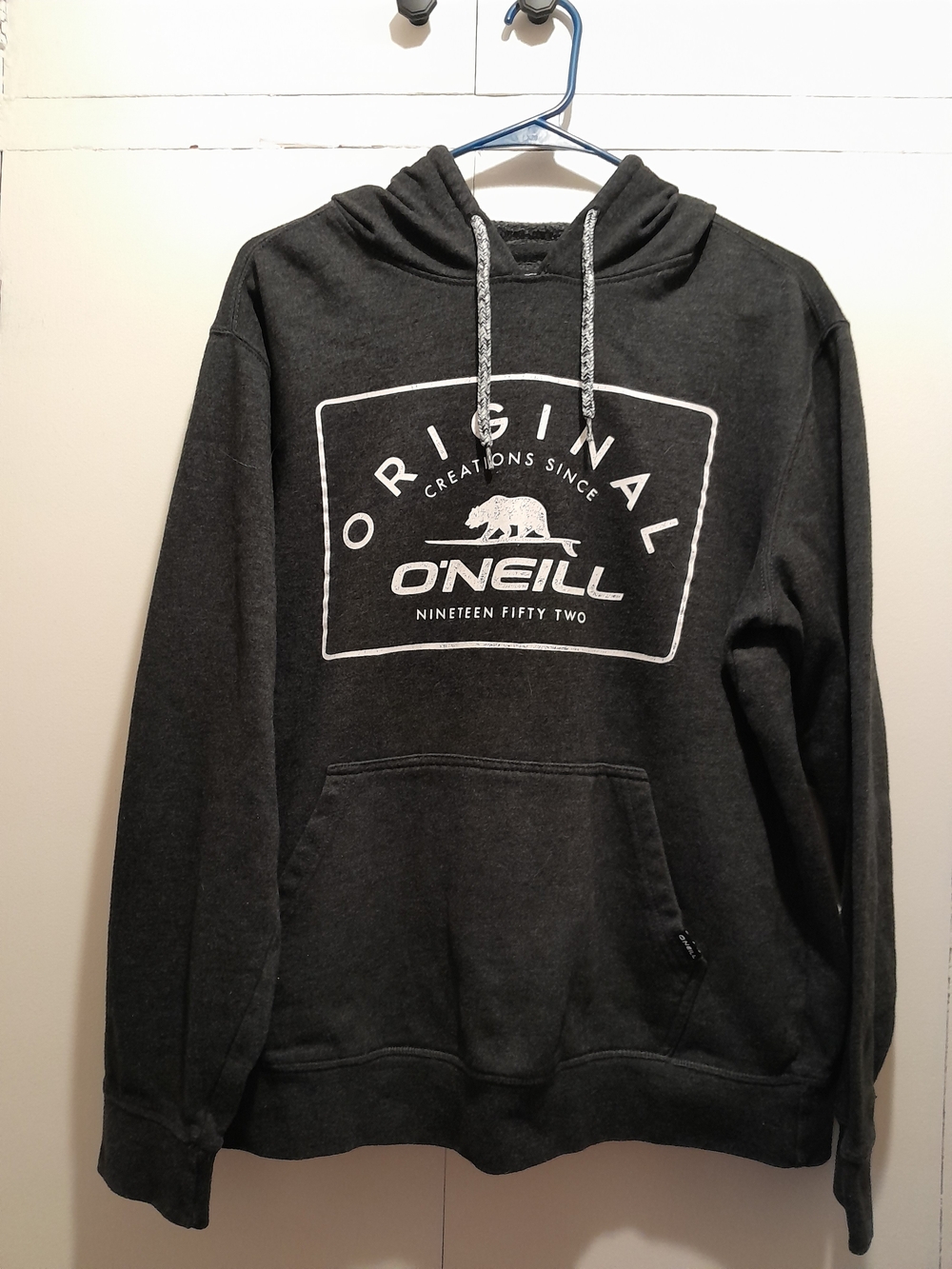 O'Neill Charcoal Pullover Hoodie with White Logo Medium